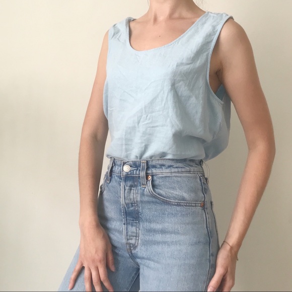 Vintage • Linen Blend Blue Tank - Picture 2 of 6